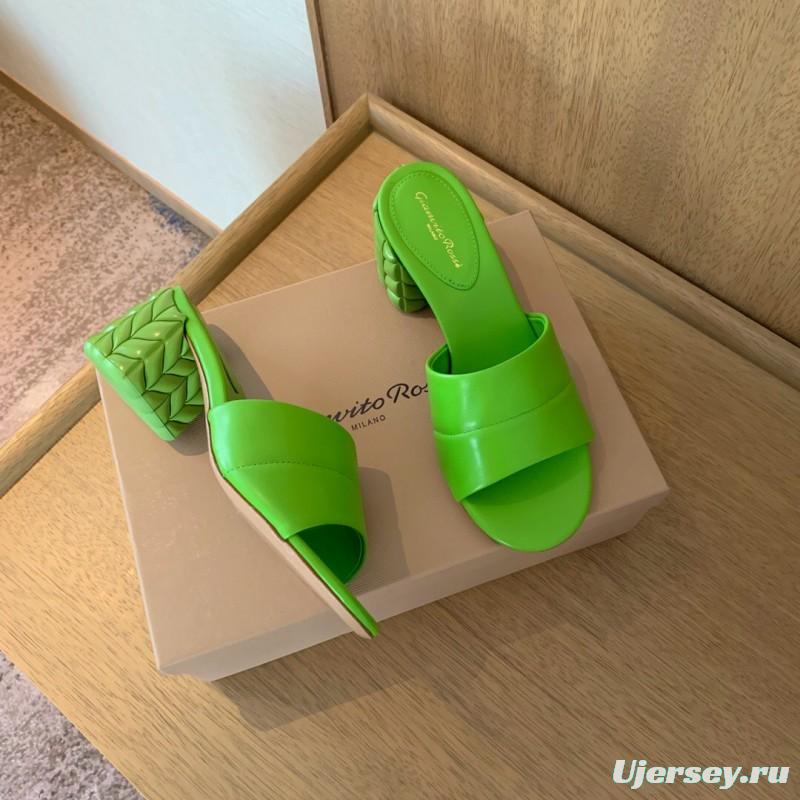 2025 Women Gianvito Rossi Green Leather Slippers KFY00260