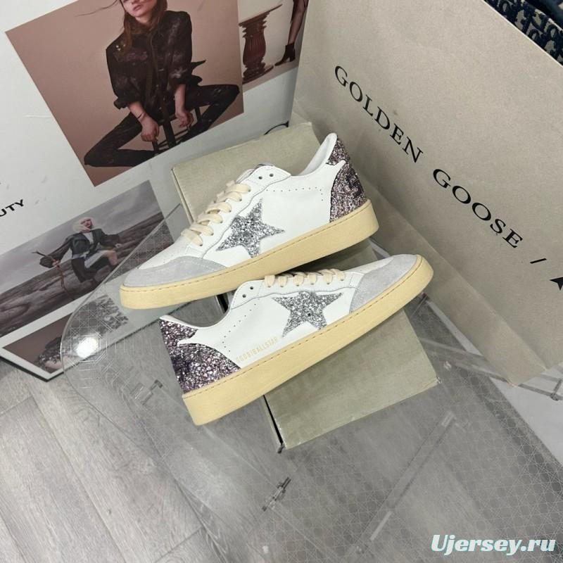 2024 Unisex GGDB White Silver Glitter Leather Suede Sneakers MJ00260