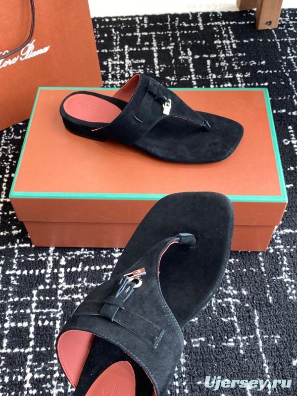 2025 Women LP Black Suede Slippers KFY00280