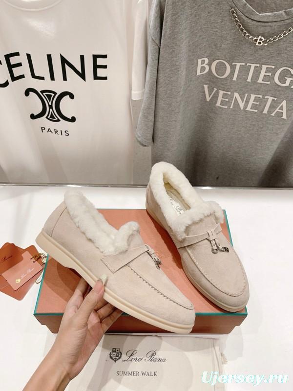 2024 Unisex Le Parmentier Beige Suede Sheepskin Loafers MJ00300