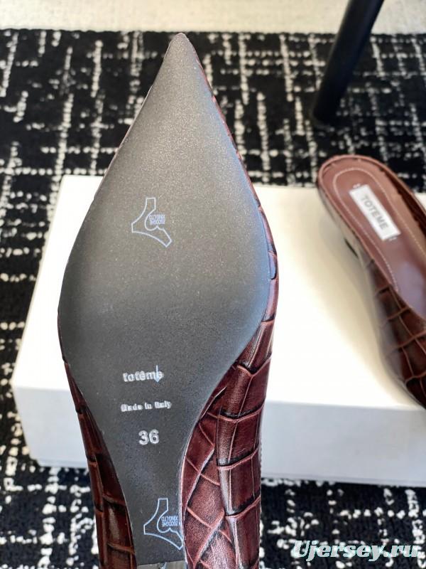 2025 Women Toteme Brown Leather Mule Shoes