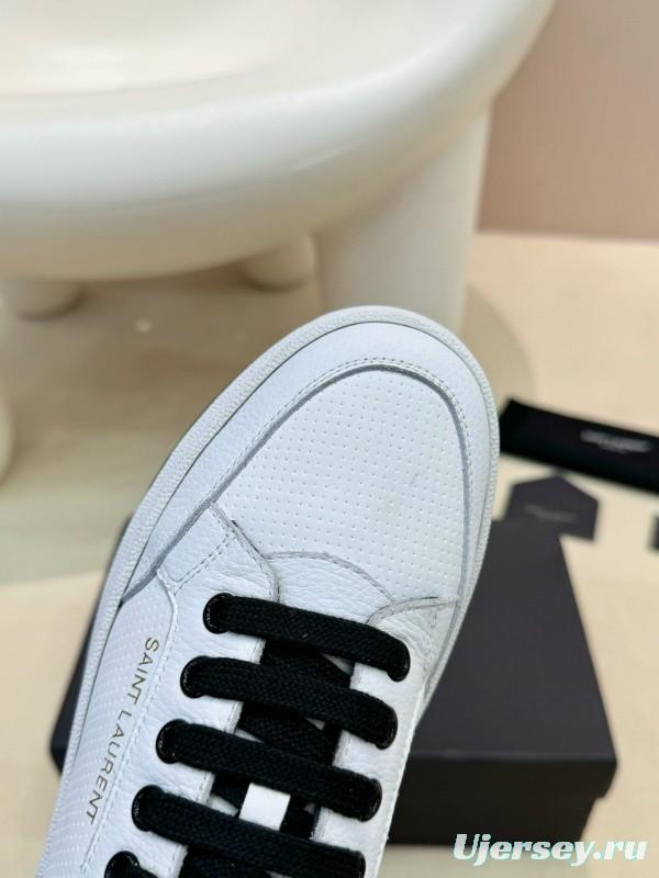 2024 Unisex Yves Saint Laurent White Black Leather Casual Shoes SL61 MJ00350