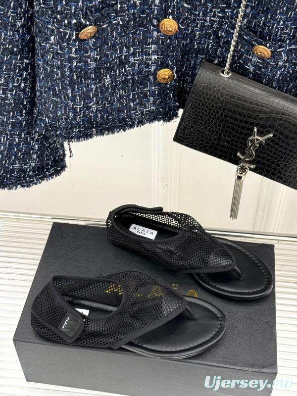 2025 Women YSL Black Mesh Sandals
