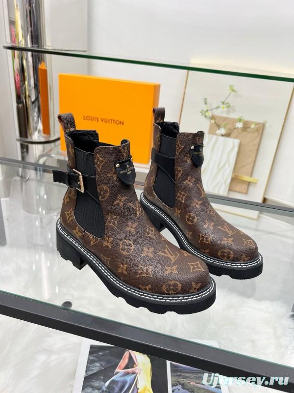 2024 Women Louis Vuitton brown leather ankle boots MJ00310