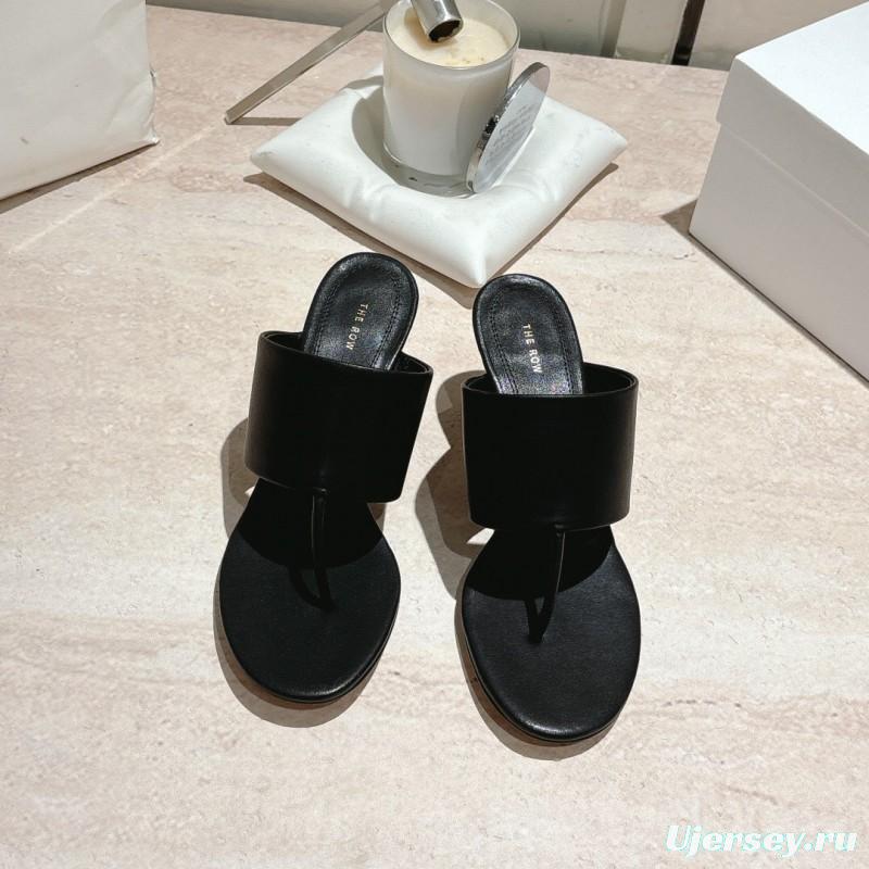 2025 Toteme Black Calf Leather Slippers KFY00280