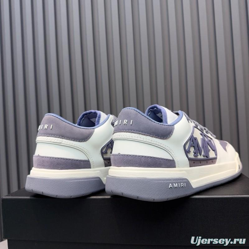 2025 Unisex Amiri White Grey Leather Sneakers MJ00360