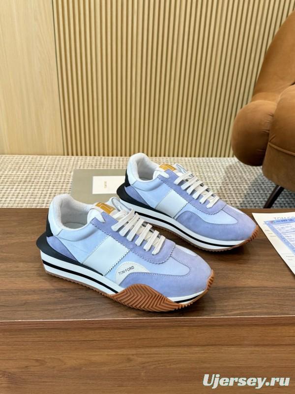2025 Unisex TOM FORD Blue White Black Leather Suede Sneakers LY00360(LY00370)