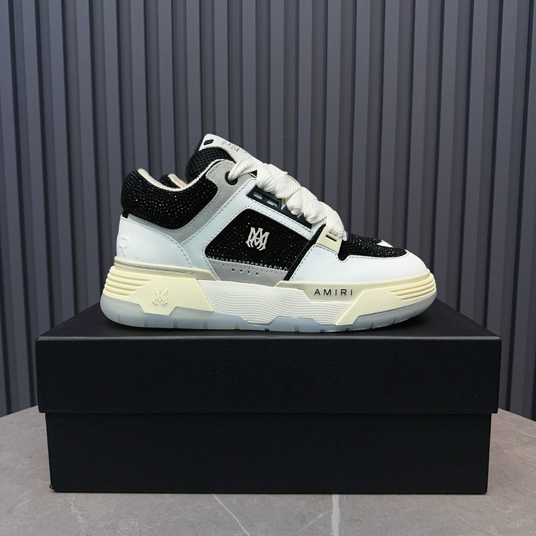 2024 Unisex Amiri Black White Leather Sneakers MJ00410