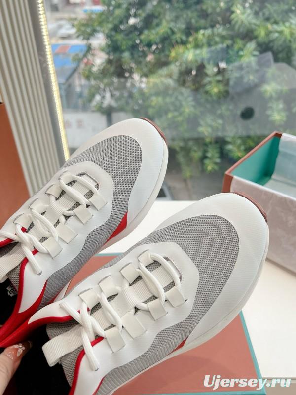 2024 Unisex Le Parmentier Red White Black Mesh Leather Sneakers