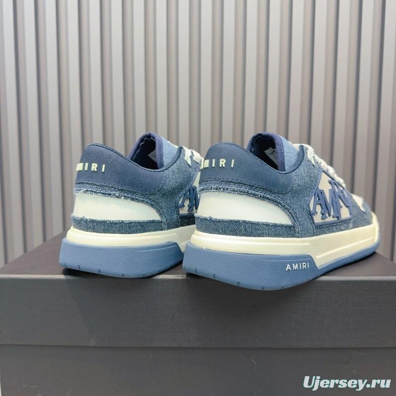 2025 Unisex Amiri Blue White Leather Sneakers MJ00360