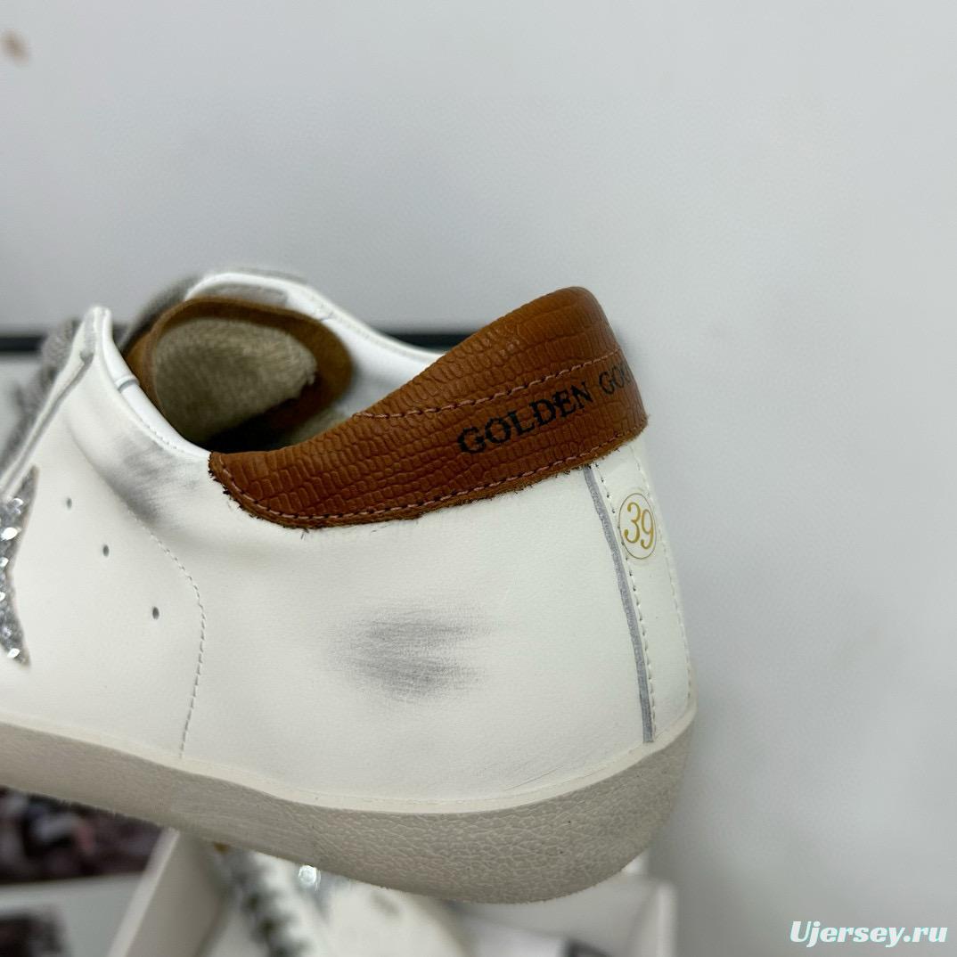 2025 Women GGDB White Silver Leather Sneakers