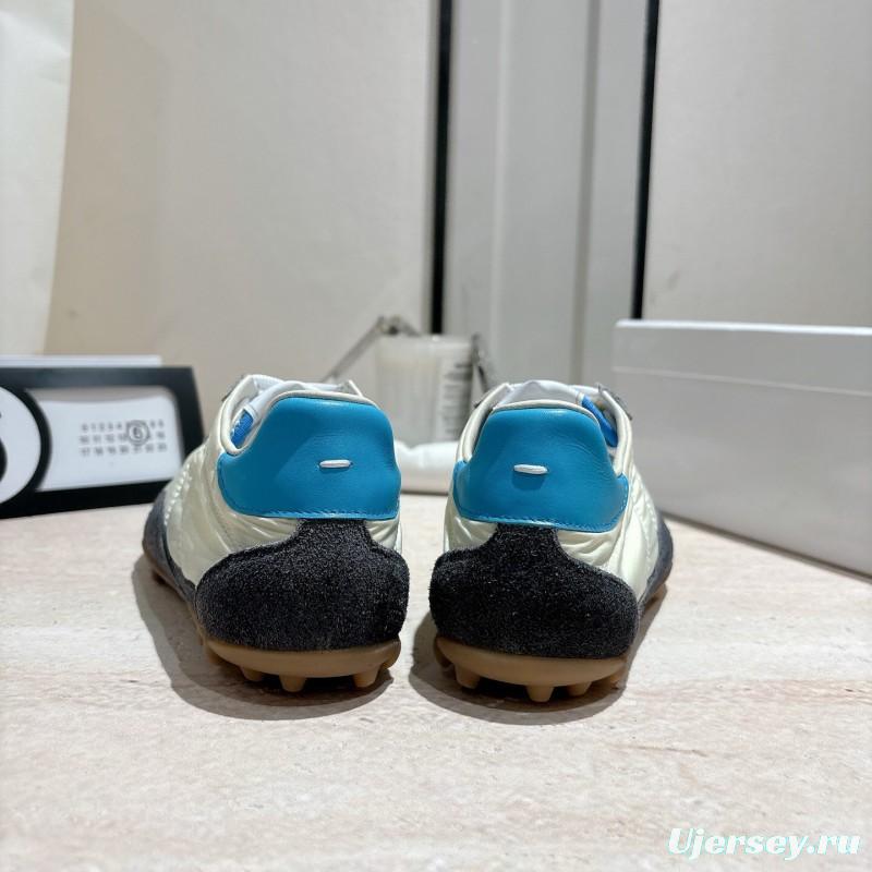 2025 Unisex Maison Margiela White Black Nylon Suede Sneakers Vintage Effect