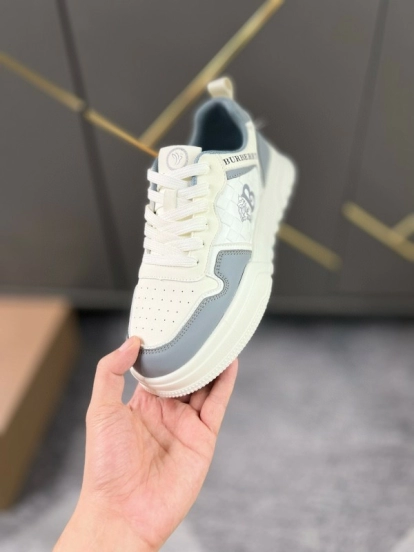 2024 Unisex Burberry White Grey Leather Casual Shoes MJ00251