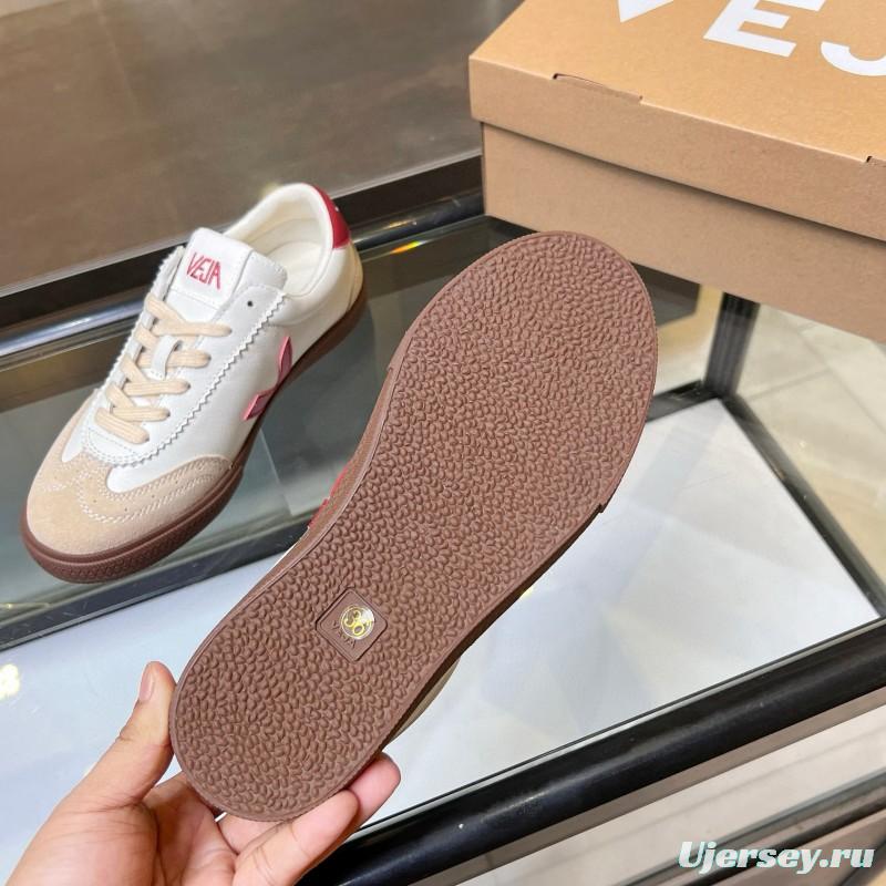 2025 Women VEJA White Red Suede Leather Low Top Sneakers