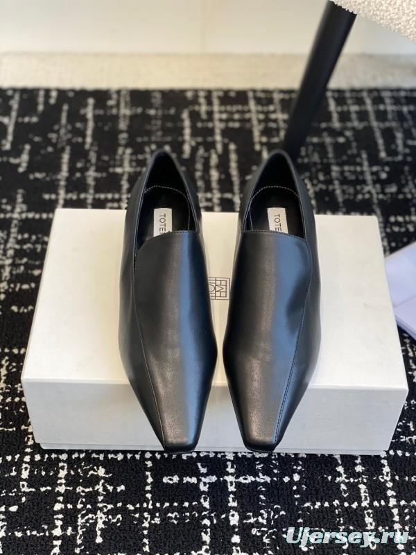2025 Women Toteme Black Leather Slip-On Loafers