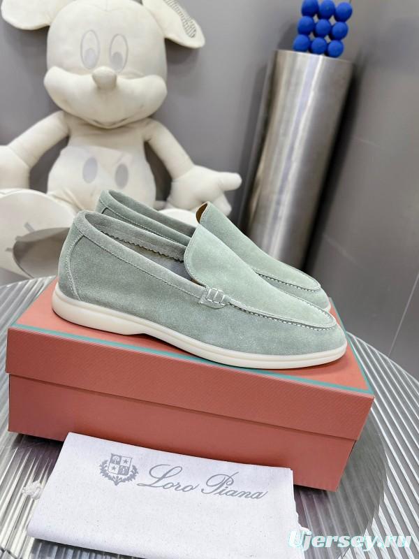 2025 Men LP Light Green Suede Loafers LY00260