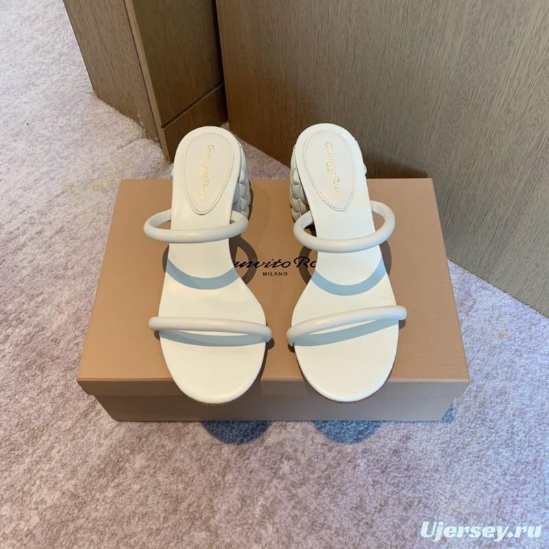 2025 Women Gianvito Rossi White Leather Sandals