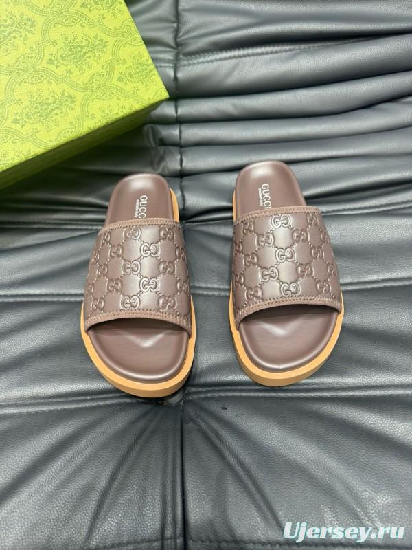 2024 Gucci brown leather Slippers MJ00200