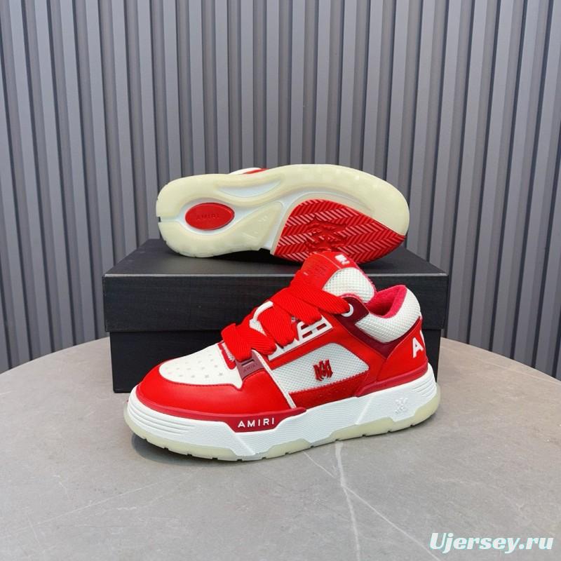 2024 Unisex Amiri埃米尔 Red White Leather Mesh Sneakers MJ00360