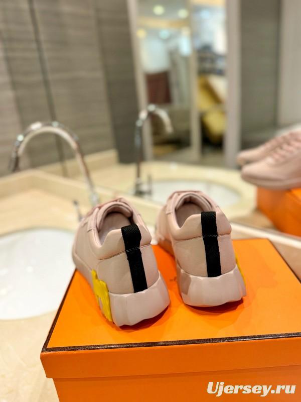 2024 Women Hermès Pink Leather Sneakers