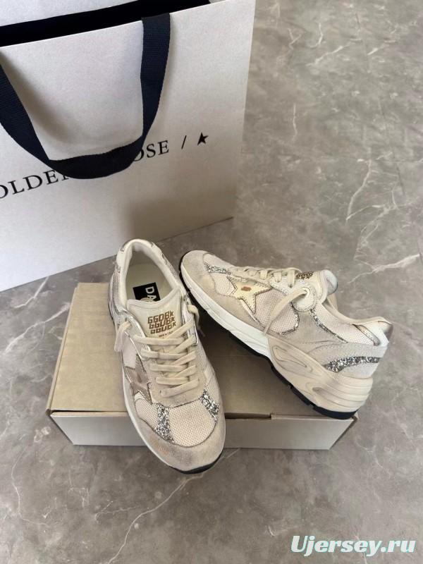 2024 Women GGDB Beige White Suede Mesh Sneakers