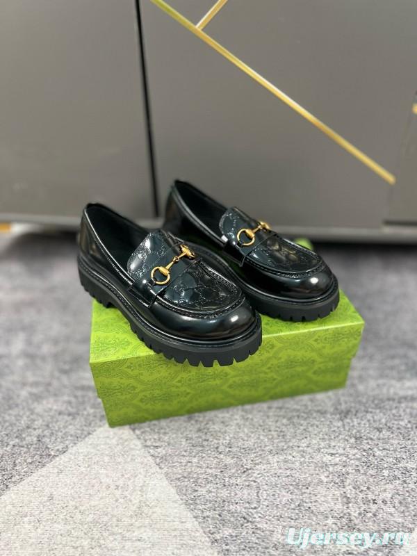 2024 Women Gucci Black Leather Formal Shoes MJ00300