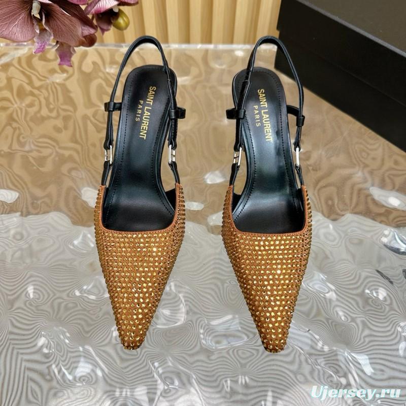 2024 Women Yves Saint Laurent Brown Leather High Heels