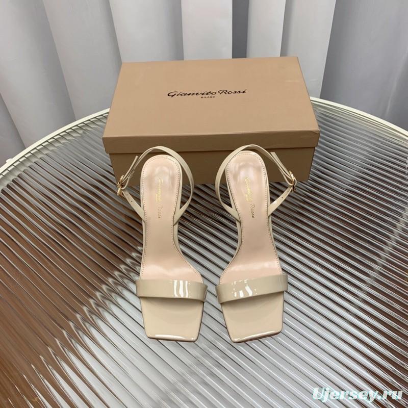 2025 Women Gianvito Rossi Beige Patent Leather Sandals