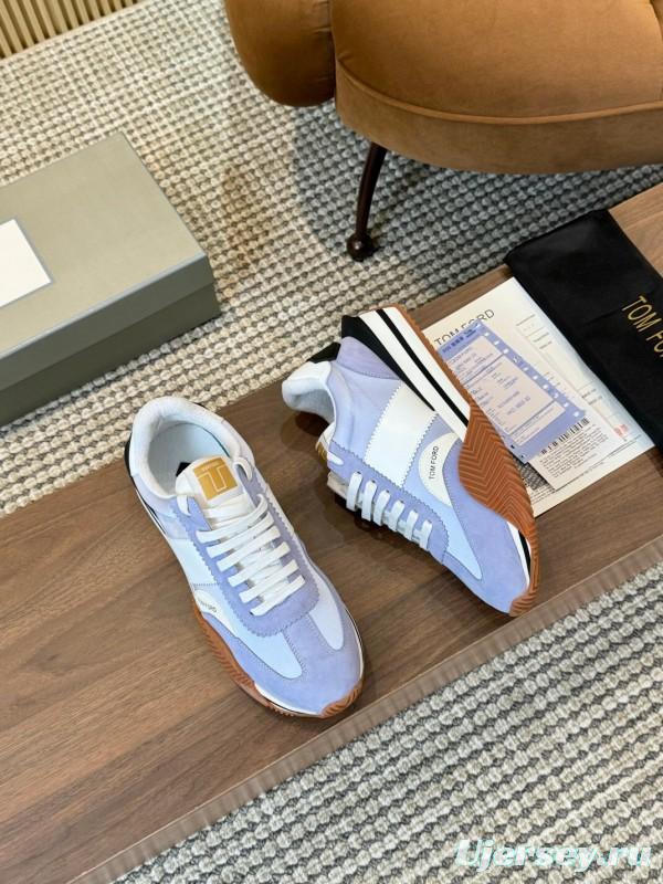2025 Unisex TOM FORD Blue White Black Leather Suede Sneakers LY00360(LY00370)