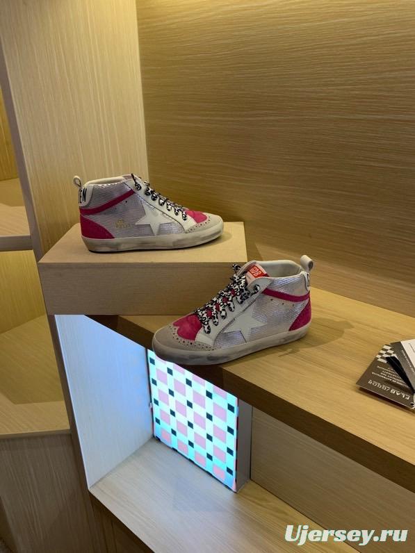 2024 Unisex GGDB White Pink Leather Suede High Top Sneakers MJ00300