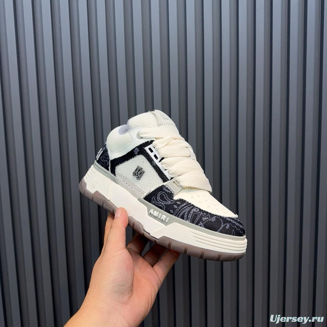 2024 Unisex Amiri White Black Leather Sneakers MJ00360