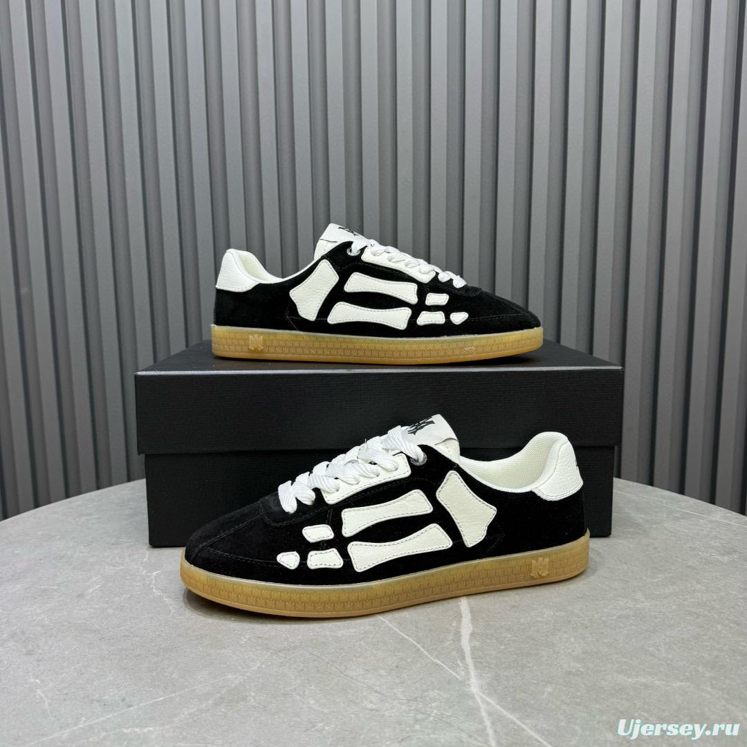 2024 Unisex Amiri Black White Suede Leather Sneakers MJ00300