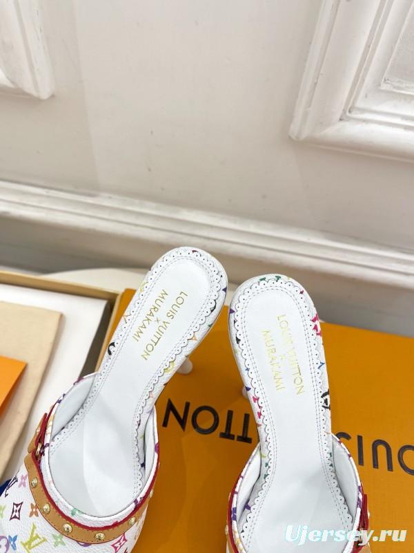 2025 Women Louis Vuitton Multicolor Leather High Heel Sandals MJ00290
