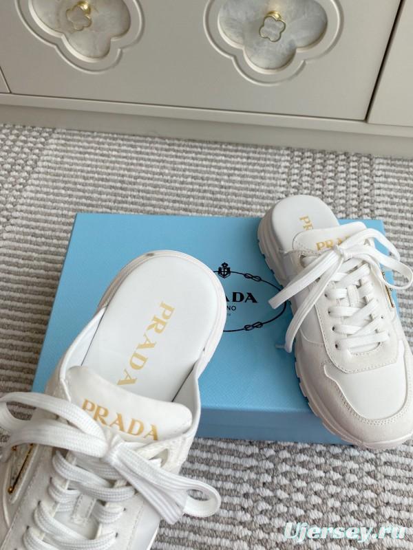 2025 Women Prada White Leather Sneakers LY00290