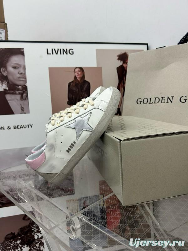 2025 Women GGDB White Pink Cowhide Leather Sneakers