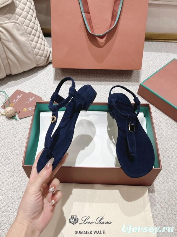 2025 Women LP Navy Suede Sandals LY00360
