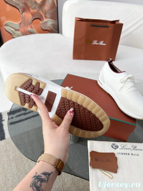 2024 Men Le Parmentier White Wool Blend Knit Sneakers MJ00330