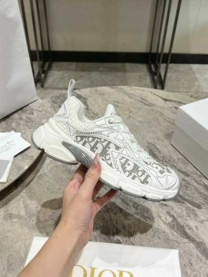 2025 Women Dior White Mesh Leather Sneakers KFY00370