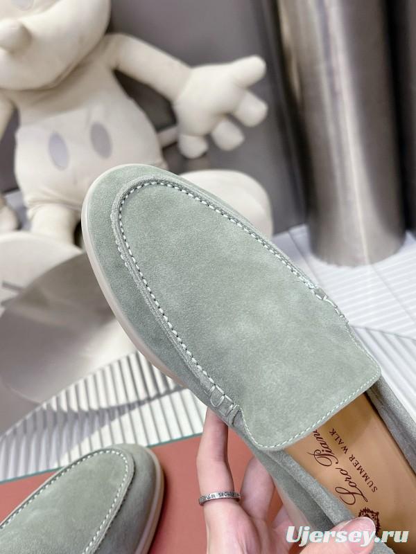 2024 Women LP Light Grey Suede Loafers MJ00270