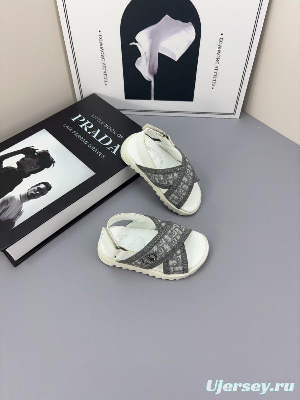 2025 Kids Dior Black White Fabric Sandals