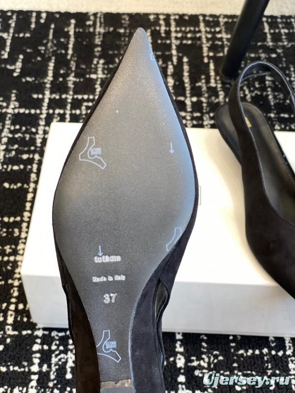 2025 Women Toteme Black Suede Slingback Pumps