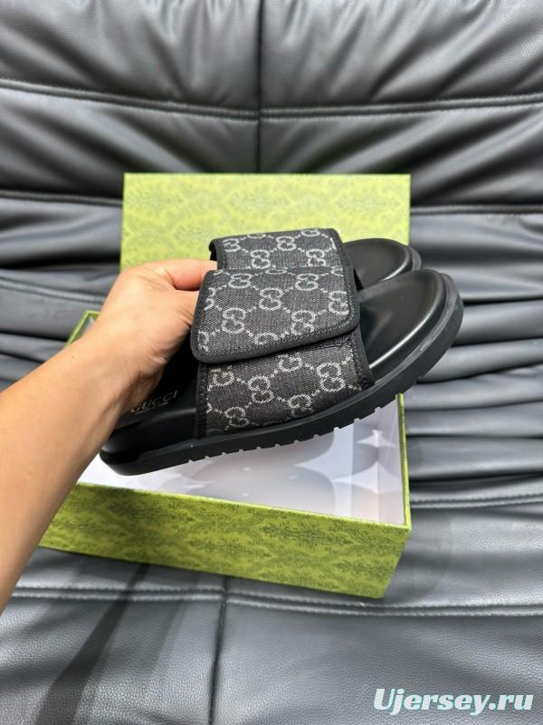 2024 Slippers Gucci Black Fabric Slippers MJ00200