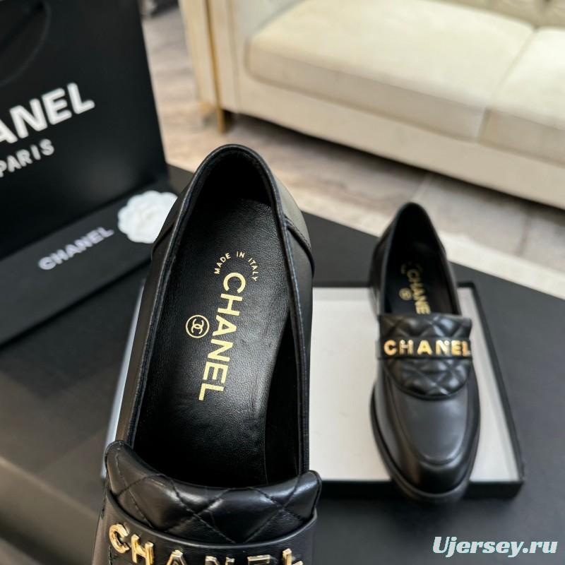 2025 Women Chanel Black Leather Loafer KFY00310