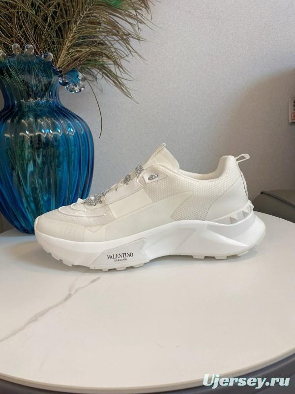 2024 Unisex Valentino White Leather Sneakers MJ00340