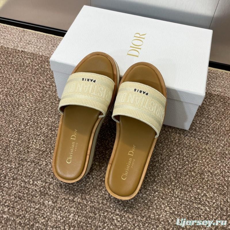 2025 Slippers Dior Beige Canvas Slippers