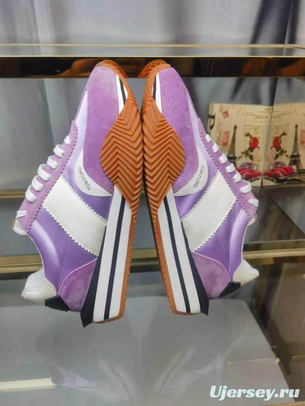2025 Unisex TOM FORD Purple White Suede Leather Sneakers LY00360(F)/LY00370(M)