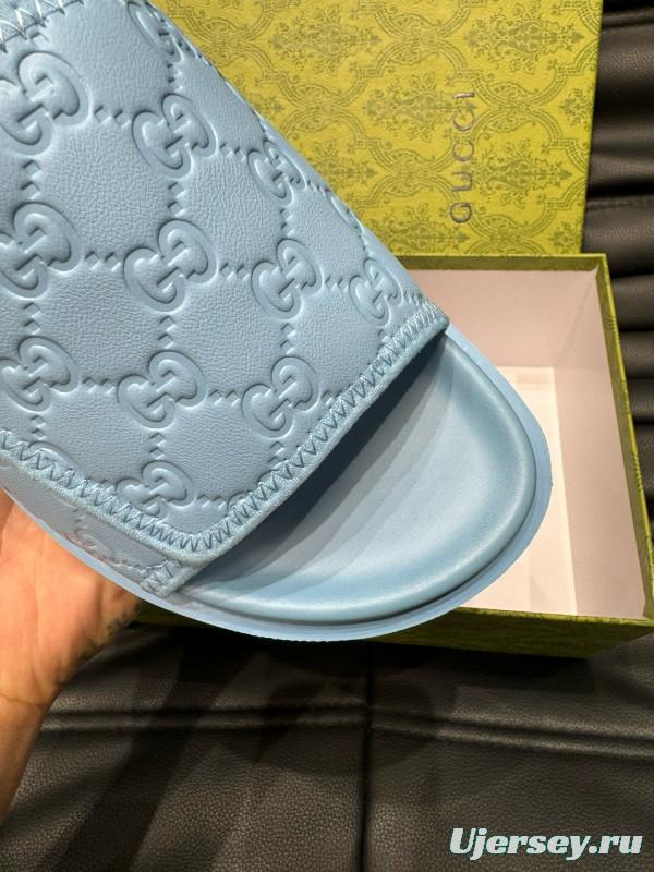 2024 Slippers Gucci Light Blue Synthetic Leather Slippers MJ00200