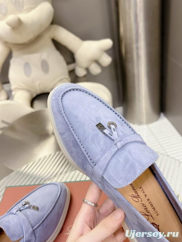 2024 Unisex Le Parmentier Light Blue Suede Loafers MJ00270