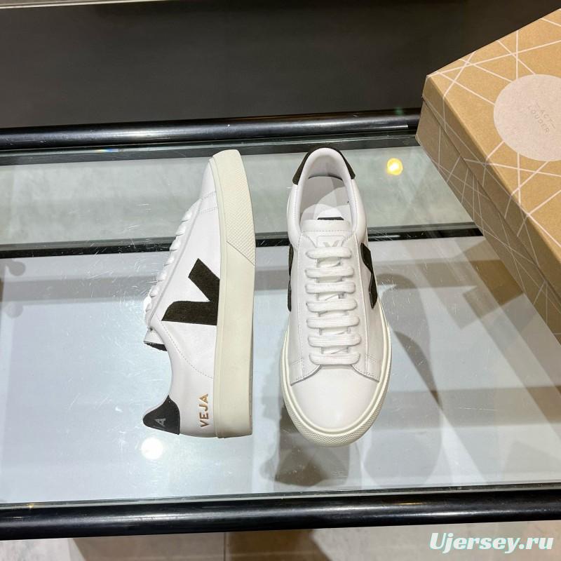 2025 Unisex VEJA White Black Leather Canvas Vulcanized Sneakers MJ00240