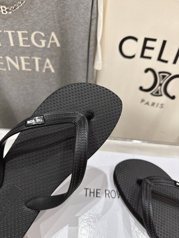 2025 Unisex The Row Black Rubber Flip Flop Minimalist Design Casual Beach Sandals KFY00160